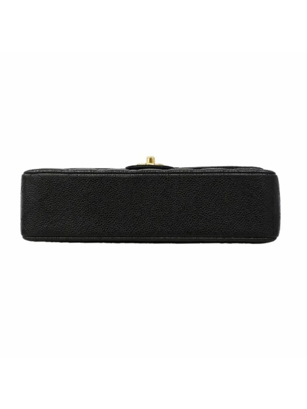 Chanel Shoulder Bag Quilted Caviar Leather Black Gold